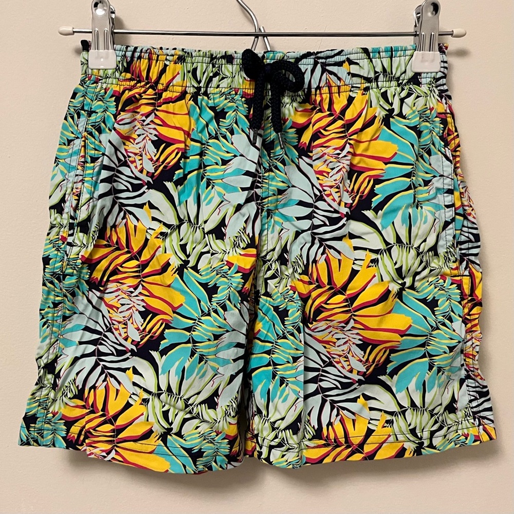 Vilebrequin • 12 ANS 152cm • Boys Tropical Island Leaf Print Swim Trunks Shorts